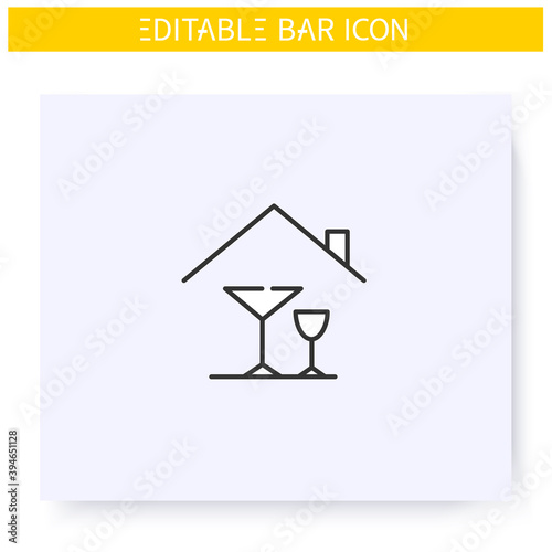 Home alcohol bar line icon. Mini bar. Home party, celebration. Home interior, furniture. Cocktail party and drinking establishment concept. Isolated vector illustration. Editable stroke 