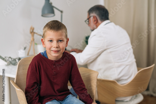 little boy visiting at pediatrician office