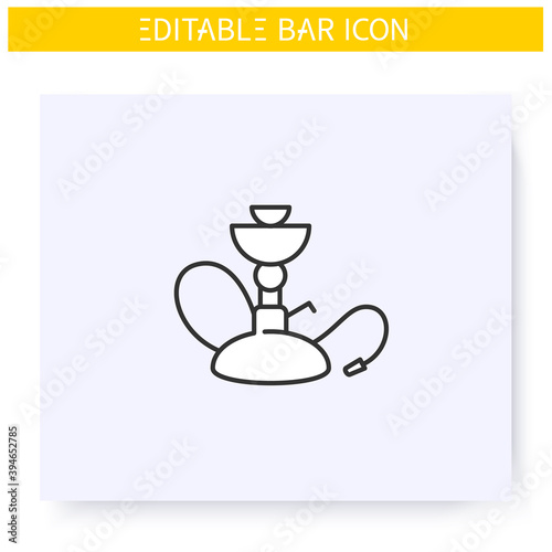 Hookah line icon. Hookah bar, shop. Smoke bar. Lounge. Restaurant, night club, bar menu. Cocktail party and drinking establishment concept. Isolated vector illustration. Editable stroke 