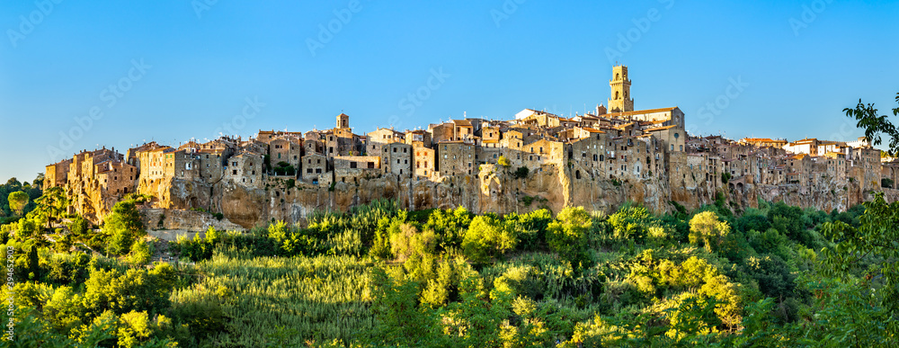 Panorama of the medieval town of Pitigliano in Tuscany, Italy