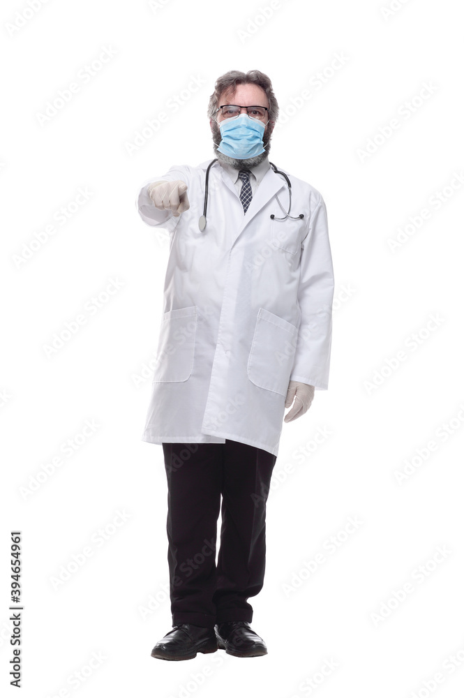 doctor therapist in a protective mask . isolated on a white doctor therapist in a protective mask . isolated on a white