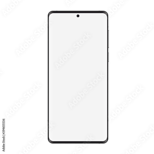 Smartphone realistic mockup vector illustration. Modern outline wireframe smart phone device, trendy portable cellphone gadget with blank white screen and front view isolated on white background photo