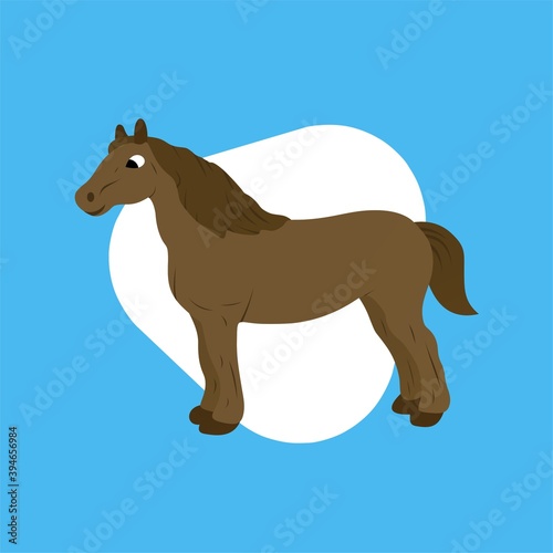 Illustration of Brown Horse Cartoon  Cute Funny Character  Flat Design