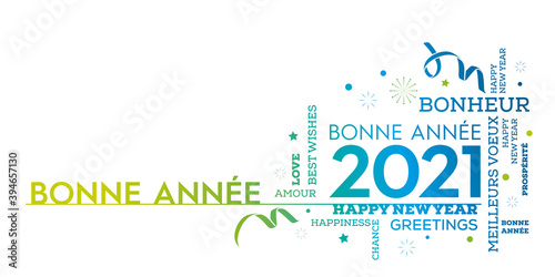 bonne année 2021 carte de voeux nuage de mots
