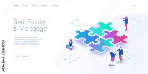 Teamwork concept vector illustration. Business team matching pieces of puzzle. Cooperation or partnership metaphor. Web banner.