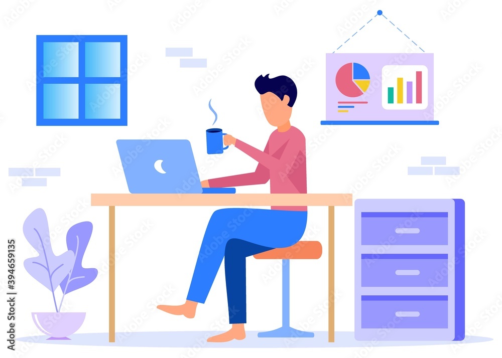Illustration vector graphic cartoon character of work at home Illustration vector graphic cartoon character of work at home