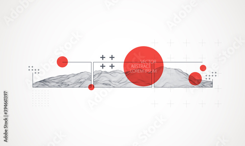 Modern science or technology elements in square. Trendy abstract background. Surface illustration. Vector.