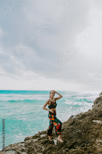 women on the beach in the tropics, in the Philippines photo