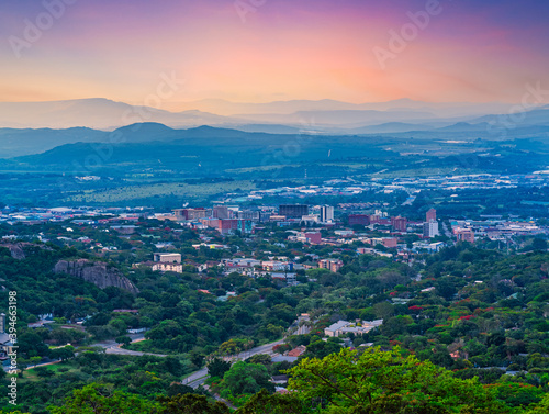 aerial view of Nelspruit city twilight in Mpumalanga South Africa