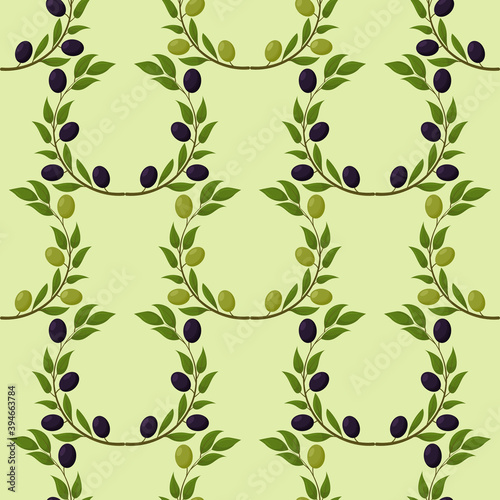Seamless background with olive leaves. Ideal for printing on fabric or paper.