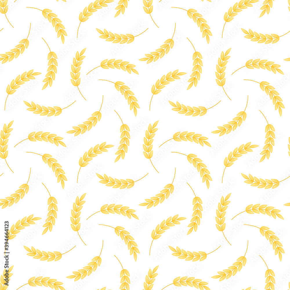 Obraz premium Vector seamless pattern illustration ears of wheat. Whole grain, natural, organic background for bakery package, bread products.