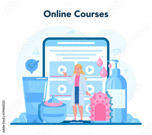 Cosmetologist online service or platform. Young woman with skin