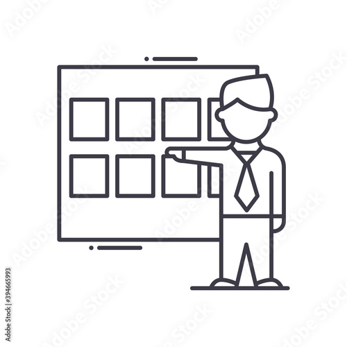 Event shedule icon, linear isolated illustration, thin line vector, web design sign, outline concept symbol with editable stroke on white background.