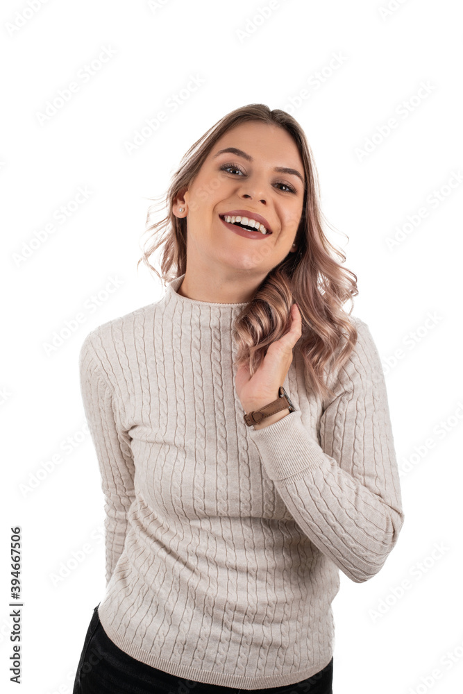 Beautiful woman with knitted blouse Beautiful woman with knitted blouse