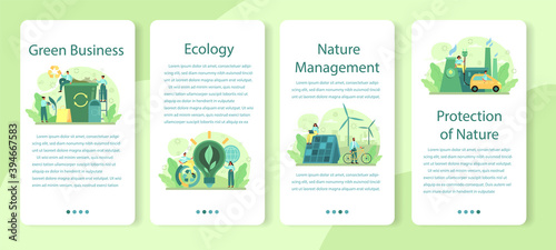 Ecology or eco friendly business mobile application banner set.
