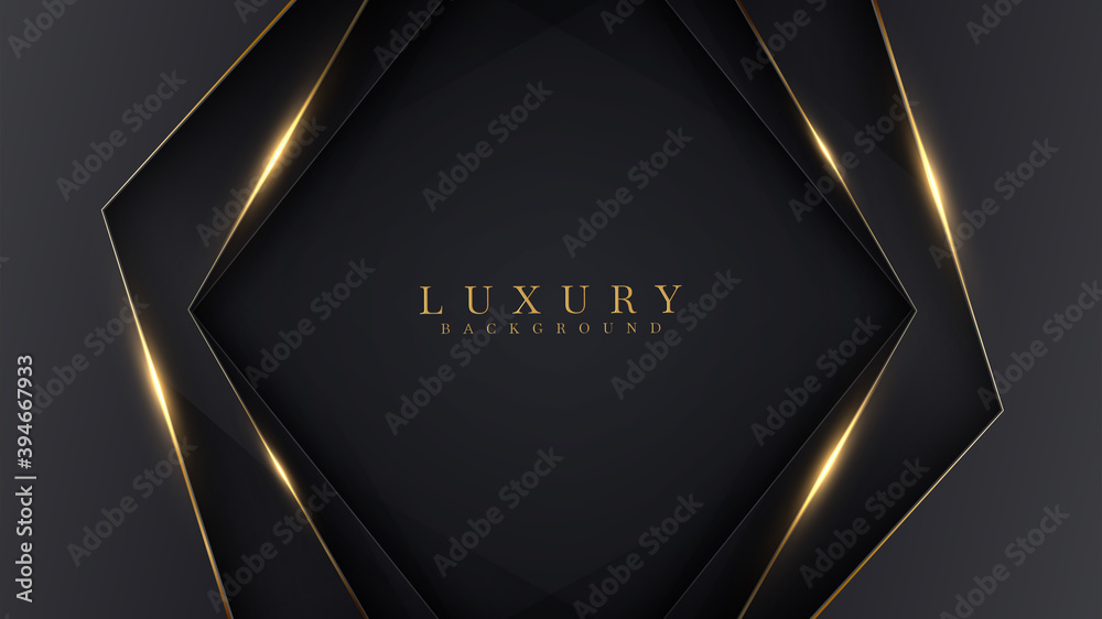 Luxury abstract background with golden lines on dark, modern black ...
