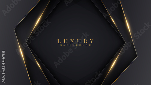 Luxury abstract background with golden lines on dark, modern black backdrop concept 3d style. Illustration from vector about modern template deluxe design.