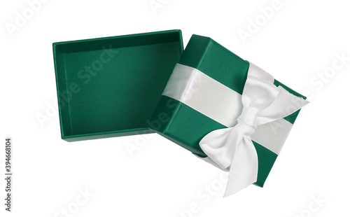 Open empty green gift box w...