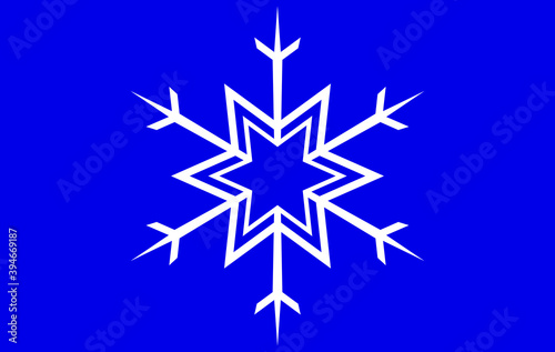 vector snowflakes. white snowflake with six rays on the blue background