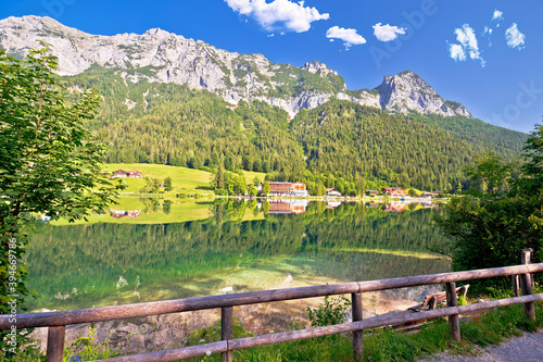 Hintersee lake in Berchtesgaden Alpine landscape mirror view