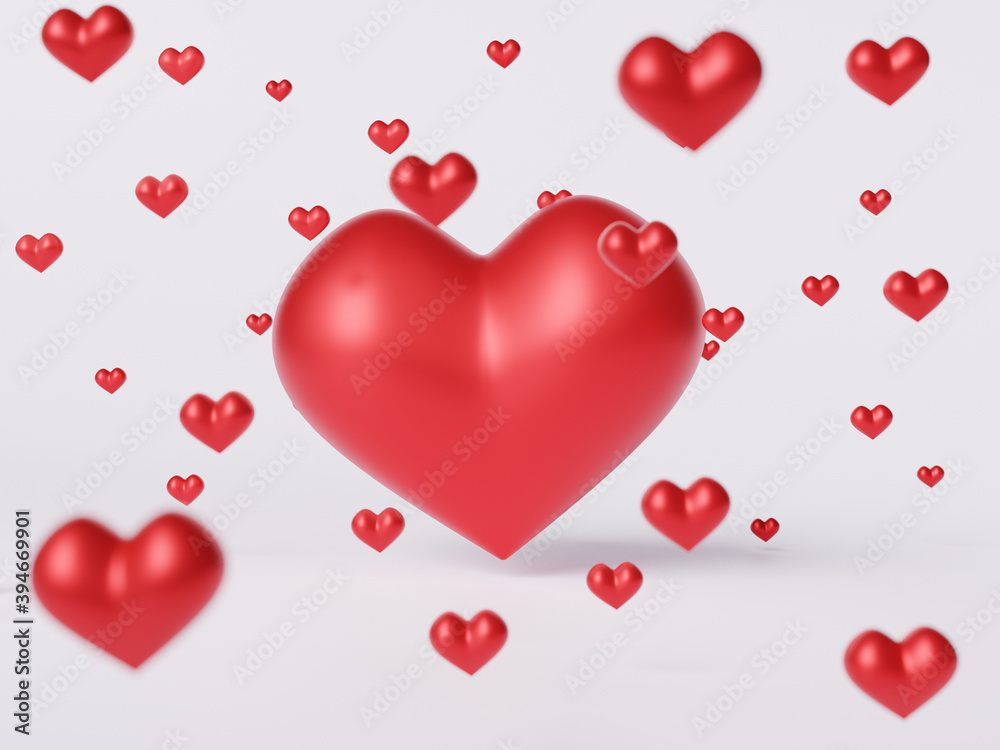 3D hearts background. Valentine's day.