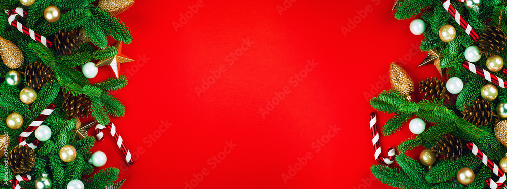 Merry christmas banner with fir branches Merry christmas banner with fir branches