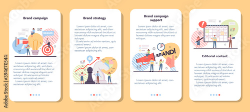 Brand campaign mobile application banner set. Brand advertising