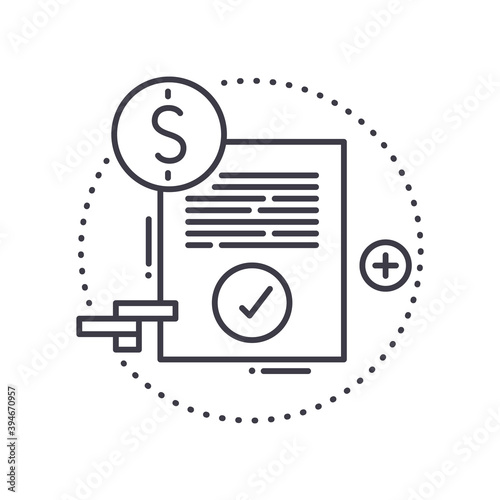 Escrow account icon, linear isolated illustration, thin line vector, web design sign, outline concept symbol with editable stroke on white background.