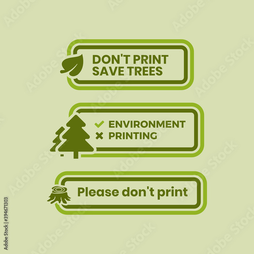 Do Not Print Save Trees Vector Illustration Email Notification