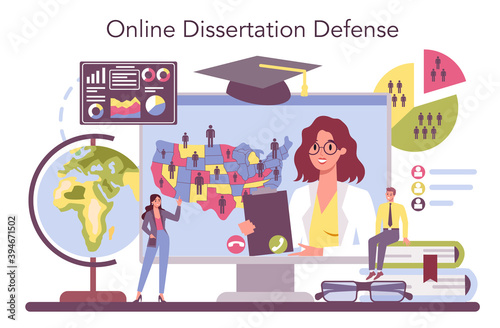 Demographer online service or platform. Scientist studying population