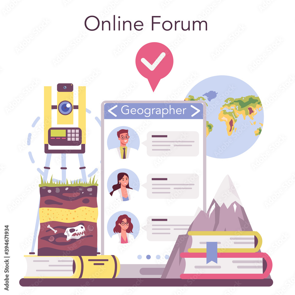 Geographer online service or platform. Studying the lands, Geographer online service or platform. Studying the lands,