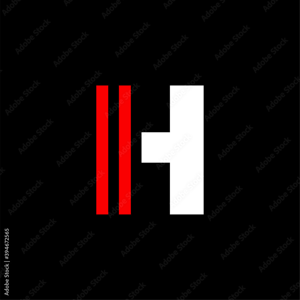 Obraz premium Red Lines Geometric Vector Logo Letter H