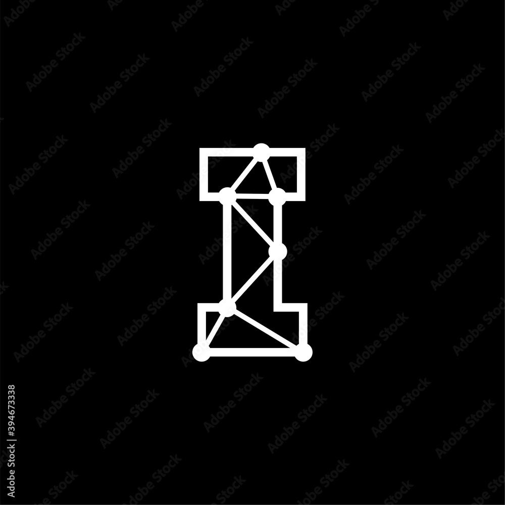 Vector Logo Letter Dots Lines Connections I Vector Logo Letter Dots Lines Connections I