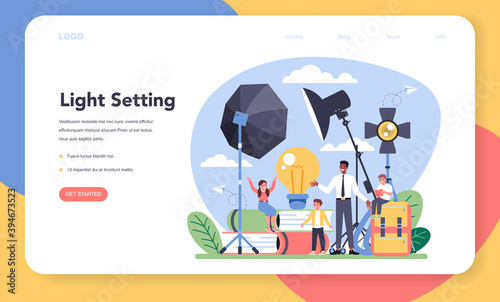 Photography school course web banner or landing page .