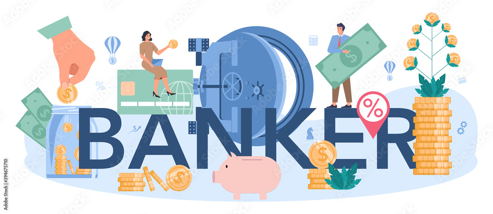 Obraz premium Banker typographic header. Idea of finance income, money
