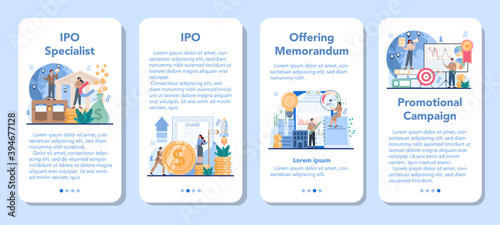 Initial Public Offerings specialist mobile application banner set