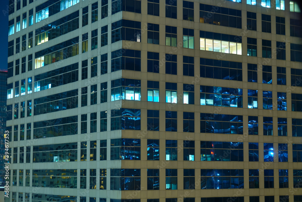 View of the night city of Makati. Skyscrapers with lights. View of the night city of Makati. Skyscrapers with lights.