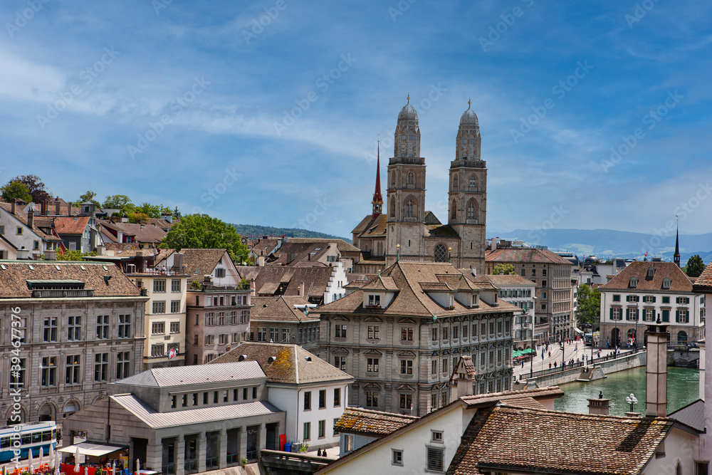 Panorama of Geneva with views of the city's rooftops
