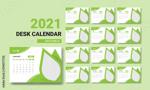 creative abstract green 2021 desk calendar design, 2023 desk calendar design