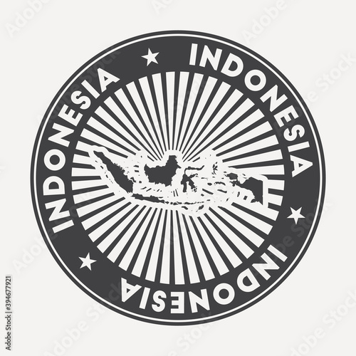 Indonesia round logo. Vintage travel badge with the circular name and map of country, vector illustration. Can be used as insignia, logotype, label, sticker or badge of Indonesia.