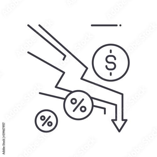 Economic depreciation icon, linear isolated illustration, thin line vector, web design sign, outline concept symbol with editable stroke on white background.