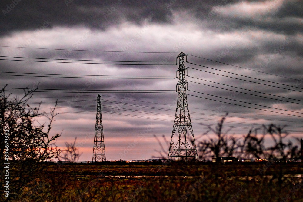 Pylons after sunset