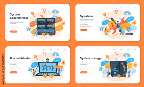 System administrator web banner or landing page set