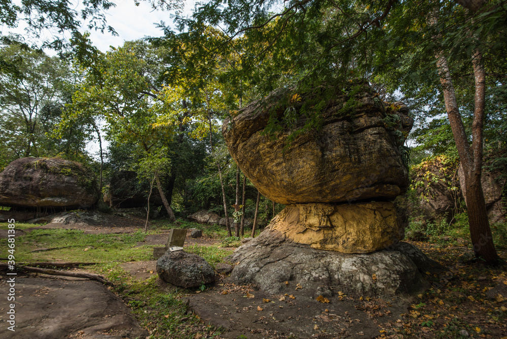 Natural stacked rocks at Wat Phra That Bua Bok Courtyard, Ban Phue District, Udon Thani Province, Thailand Natural stacked rocks at Wat Phra That Bua Bok Courtyard, Ban Phue District, Udon Thani Province, Thailand