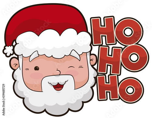 Cute Santa with his Peculiar Laughing, Vector Illustration