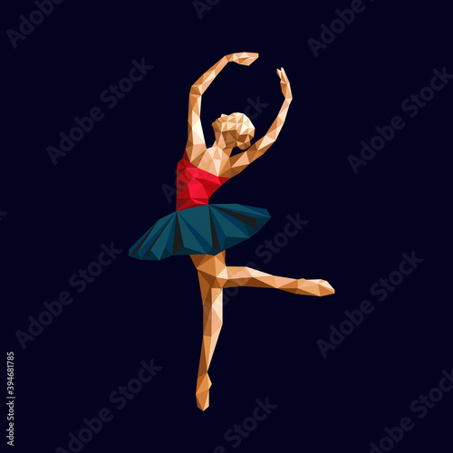 ballerina prima vector polygonal triangle paper cut logo simple abstract design low poly