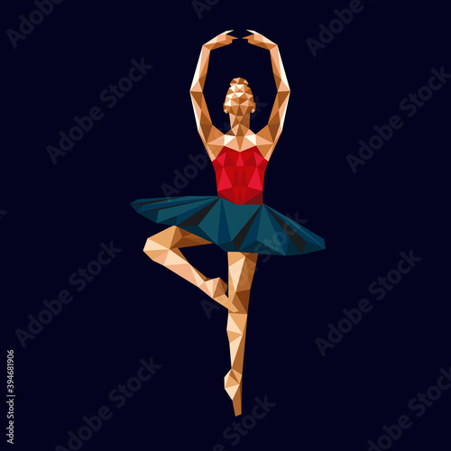 ballerina prima vector polygonal triangle paper cut logo simple abstract design low poly