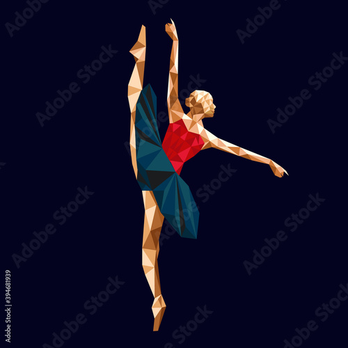 ballerina prima vector polygonal triangle paper cut logo simple abstract design low poly