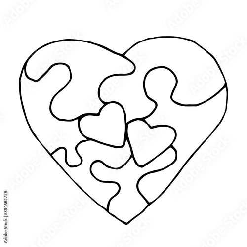 Heart shaped puzzle vector outline