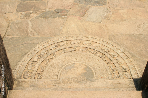 Polonnaruwa Sri Lanka Ancient ruins mandala with elephants at door way entrance